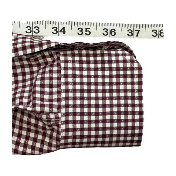 Maker & Company Men's XL Maroon White Check 100% Cotton Collared Button Dow - Picture 6 of 7